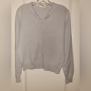 Neiman Marcus Light Blue Button-Front Cardigan Sweater